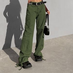 New! Without Tag Green Wide Leg Pants with Relaxed Fit
